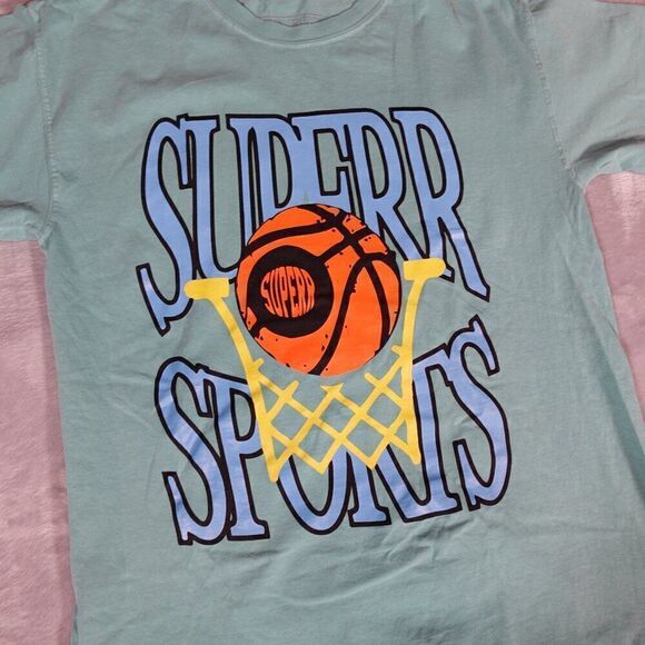 Superrradical Basketball Sports Logo T Shirt Mens Medium Teal Green - Picture 2 of 6